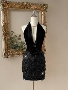 Black Halter Neck Elegant
