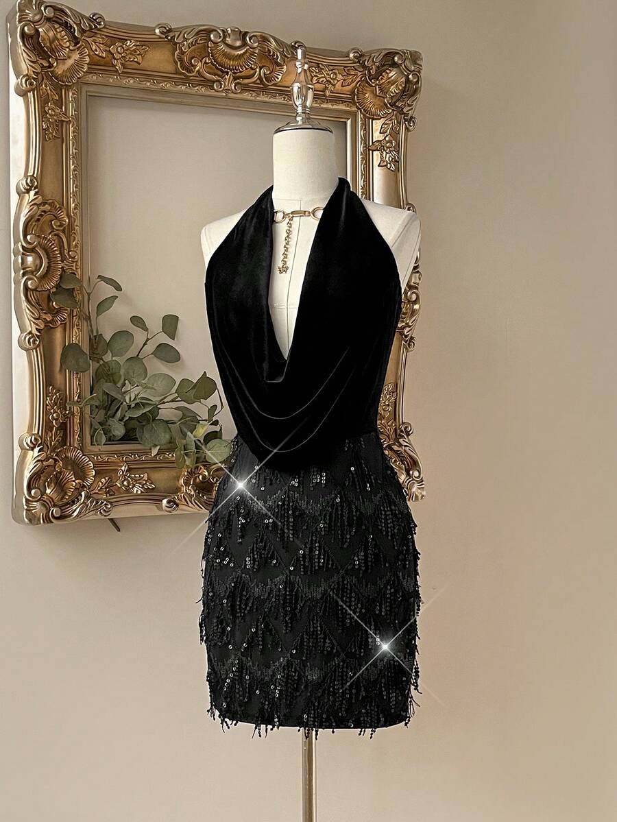 Black Halter Neck Elegant