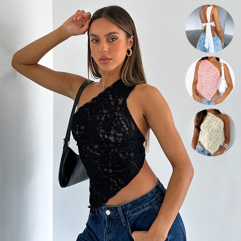 Waistless Asymmetrical Sloped Neck Vest Streetwear Womens Clothes