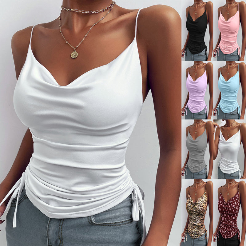 Spaghetti Strap Tops V-Neck Camisole Shirts Women Summer Clothes