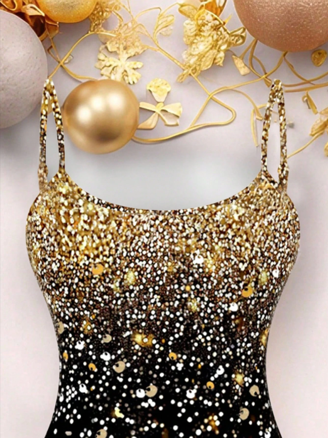 Casual Minimalist Faux Rhinestone Graphic Slip Dress